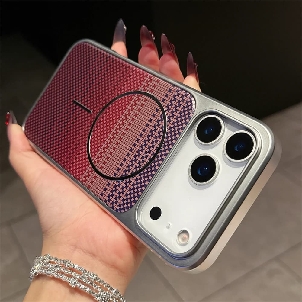 Fashion Plating Carbon Fibre Armor Phone Case for IPhone 17Air 16 15 14 Pro Max Plus Shockproof Magnetic Wireless Charging Cover