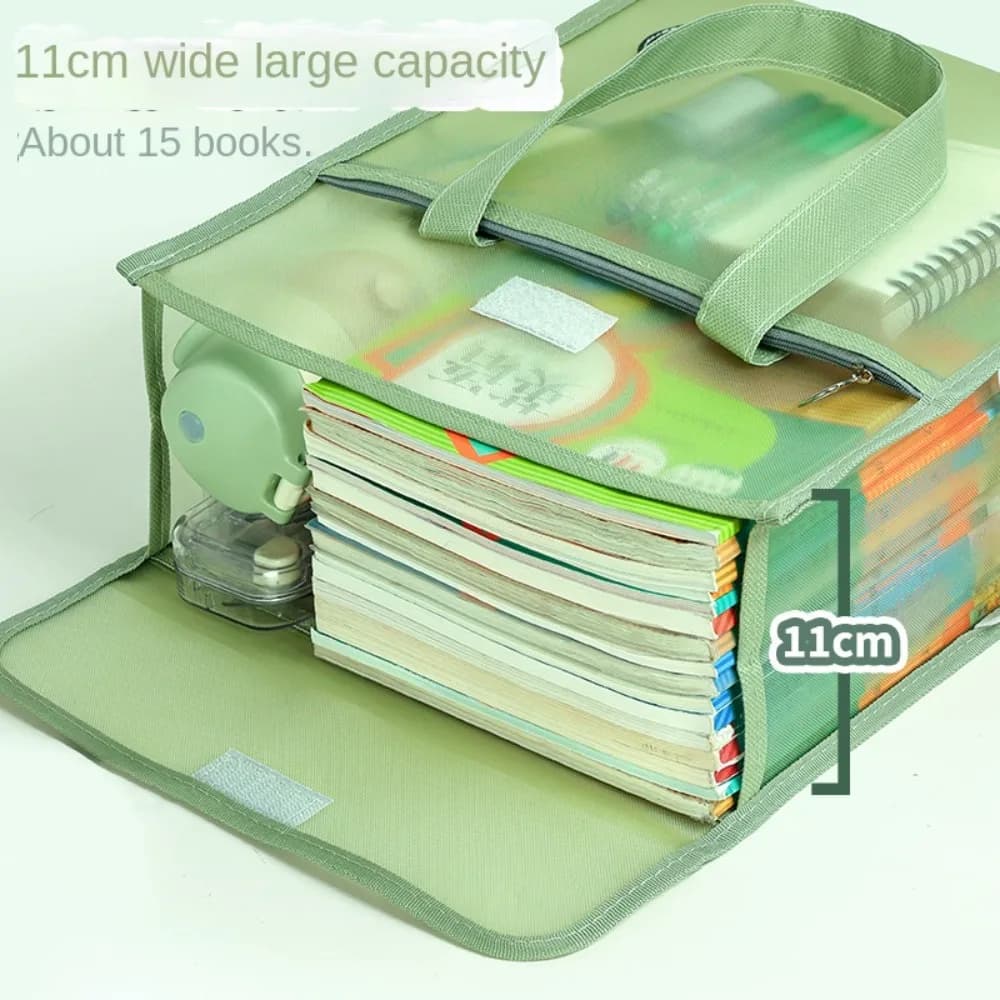 New Mesh Thickened Hand Book Bag Double Layer Large Capacity School Students Tutoring Handbag Portable Primary Tutoring Bags