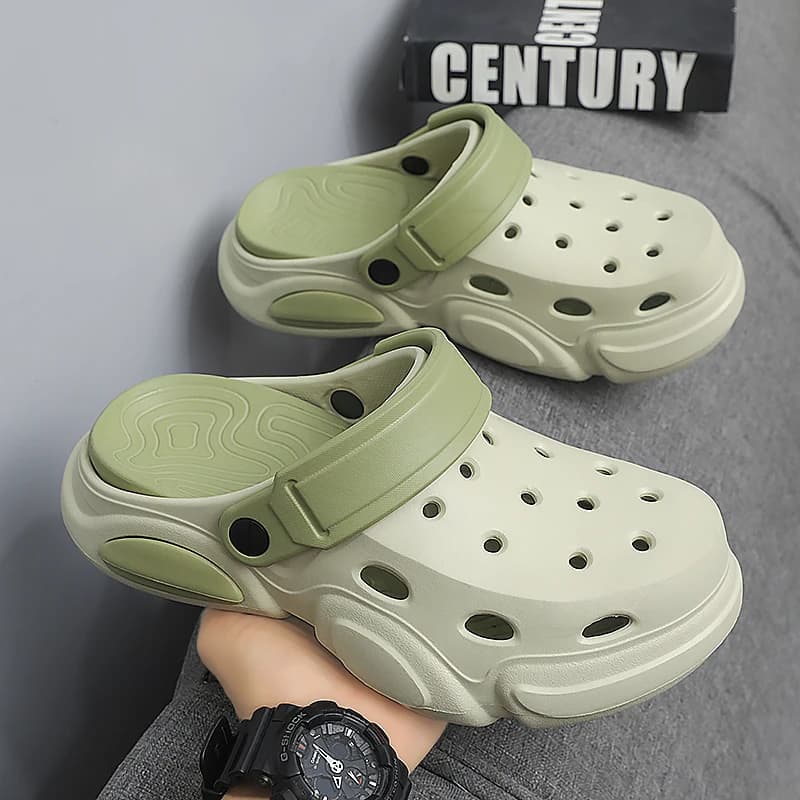 Summer Men's Thick-Soled Non-Slip Breathable Toe-Cap Sandals Casual Beach Slippers
