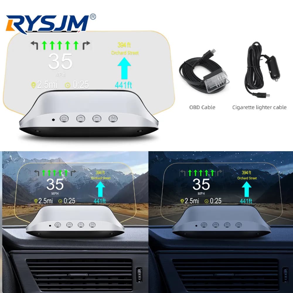 Display HUD C3 OBD GPS per Auto, Proiettore di Navigazione OBD2 EOBD, Tachimetro GPS con Proiezione, Schermo Multifunzione con Temperatura e RPM