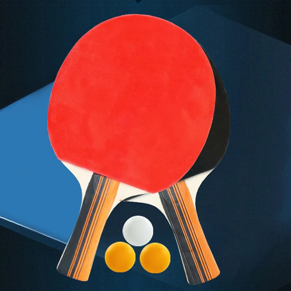 Ping Pong Raquette Set in Wood, Double Area in Puntini, Black and Red, Long Sleeve, Lightweight, for Offensive Practice