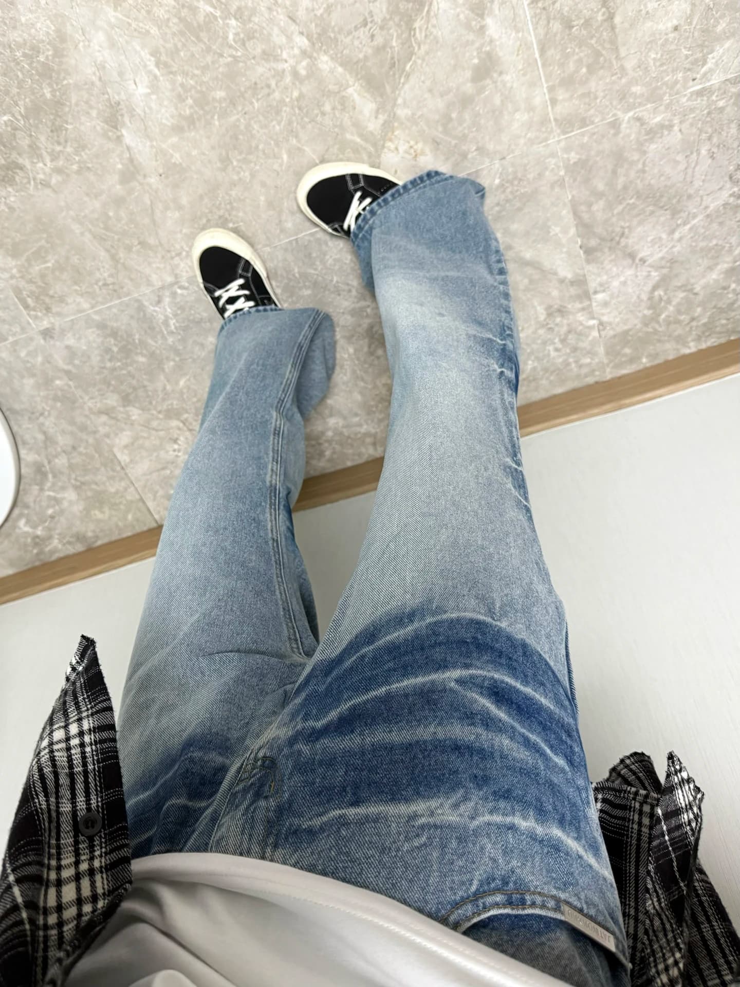 Jeans da Uomo Wanku a Gamba Dritta con Taglio Curvo, Stile Americano, Micro Flare, Comfort Casual per Giovani