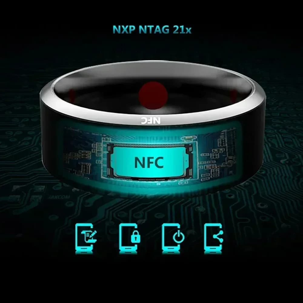 Anello intelligente di controllo NFC di moda Nuovo anello elettronico Bluetooth Anello solare IC riscrivibile Scheda di accesso analogica Tag Chiave Ip68 Impermeabile