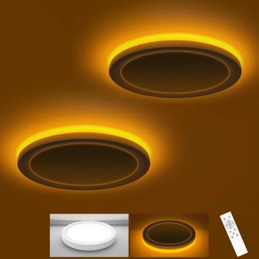 Plafoniera LED da 7 Pollici con Luce Notturna 1800K, Confezione da 2, 3000K/4000K/6500K, Dimmerabile con Telecomando, 12W 1200lm