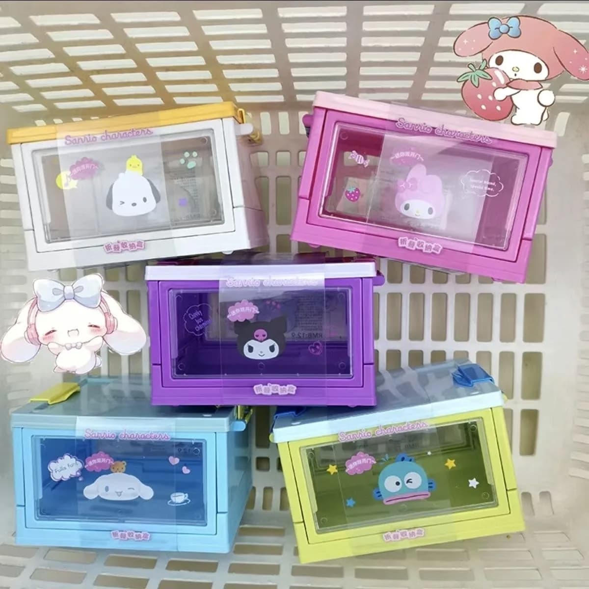 Organizer pieghevole per porta a scomparsa Kawaii Sanrio Hangyodon, contenitore portaoggetti da scrivania per piccoli oggetti, My Melody Kuromi, carino, portatile, antiscivolo, per giocattoli