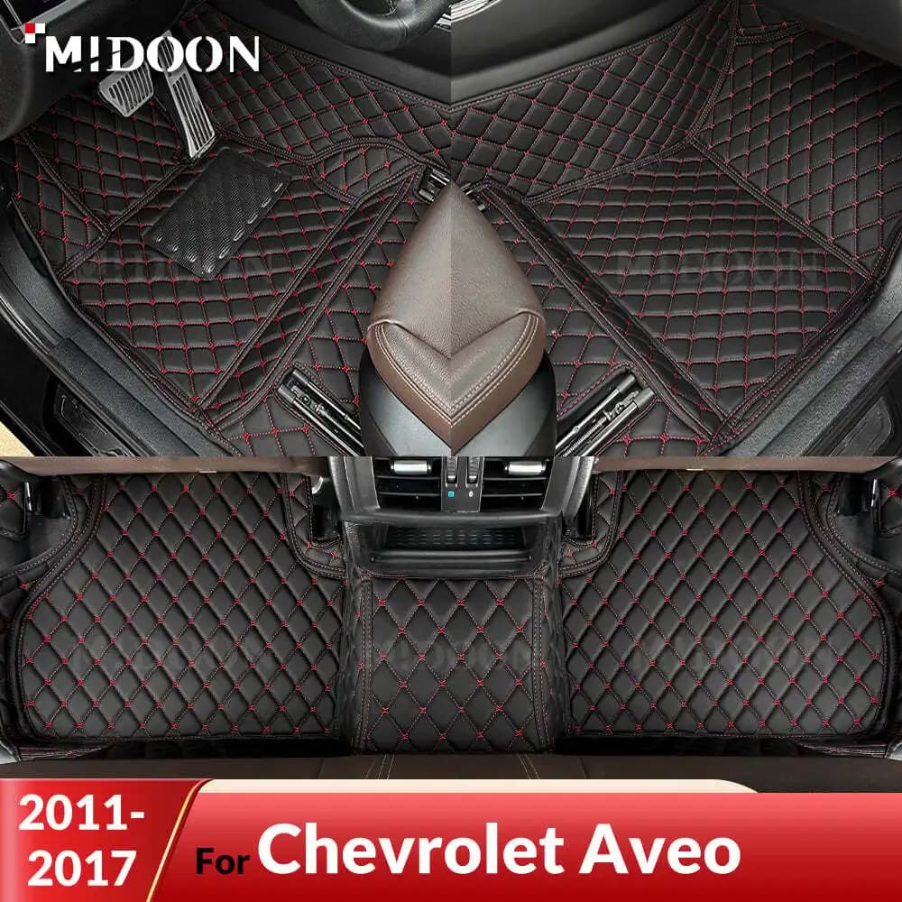 MIDOON Tappetini per auto per Chevrolet Aveo 2011-2017 Tappetini per auto personalizzati Copertura per tappeti Accessori interni
