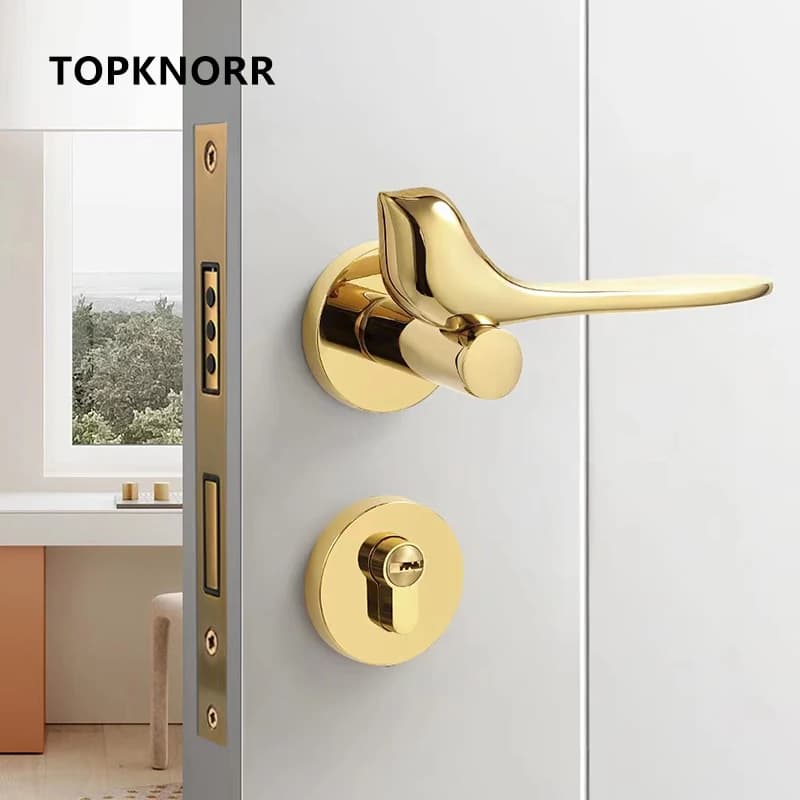 Golden Bird Serratura per porta maniglia per porta camera da letto minimalista aspirazione magnetica maniglia per porta muto per camera domestica serratura per porta in legno diviso