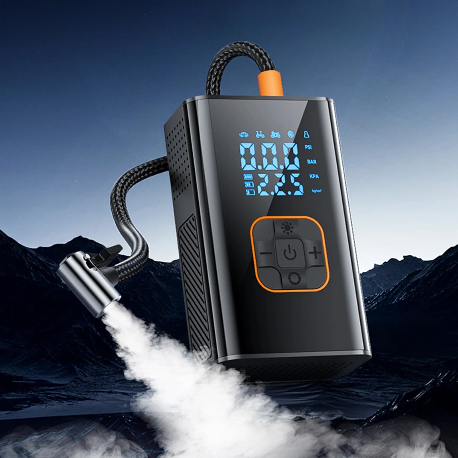 Pompa per Bicicletta Senza Fili con Manometro Digitale, Pompa Elettrica per Pneumatici con Batteria Ricaricabile per Auto, Moto, Biciclette e Palloni