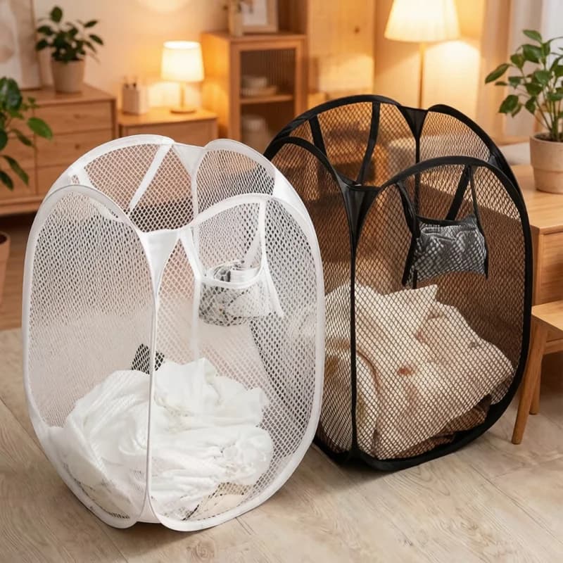 Ventilated Foldable Dirty Clothes Basket, Skeleton Design Portable Large Capacity Laundry Hamper for Easy Storage