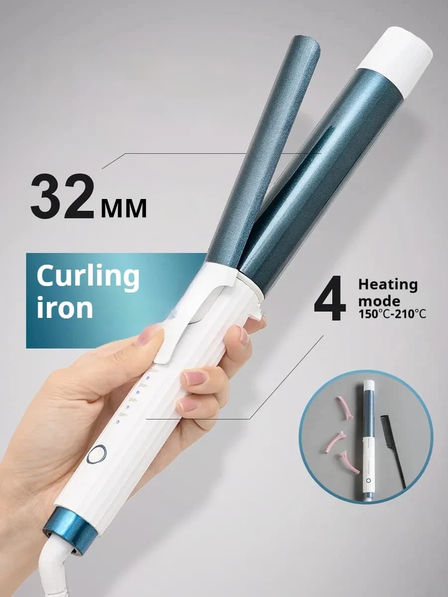 32 mm electric haircut for women Styler curls Ceramic coating Double hair care Quick heating Safe styling tool for low power