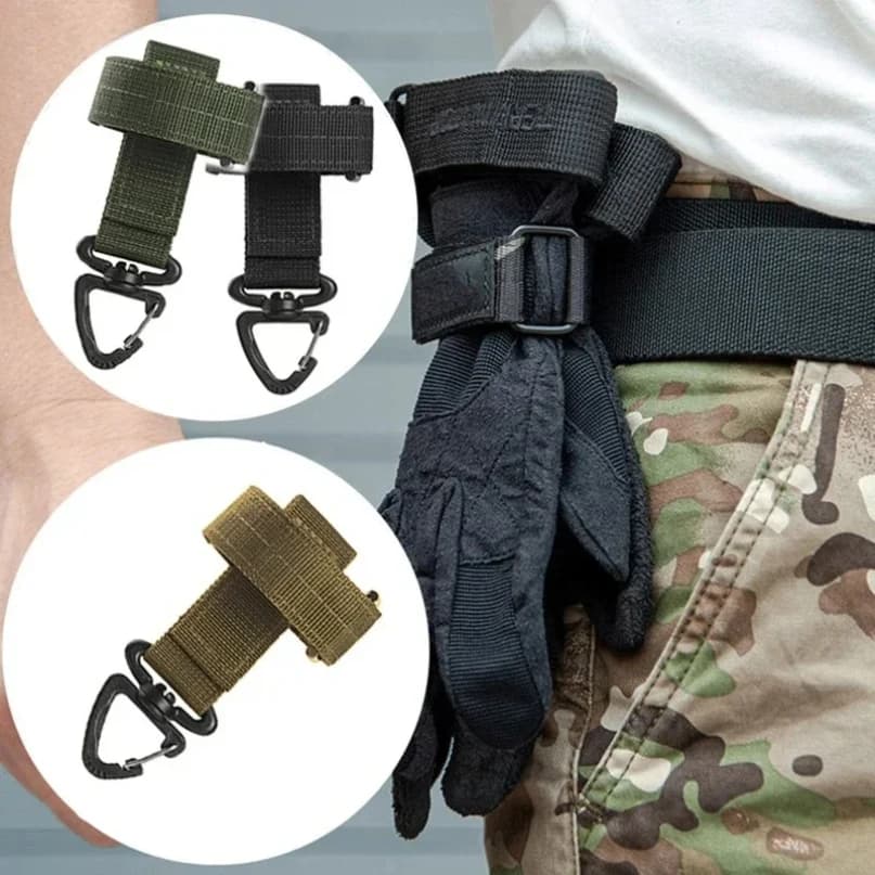 Fibbia da alpinismo Portachiavi da esterno Attrezzatura tattica Clip Keeper Pouch Cintura Portachiavi Guanti Porta corda Gancio da campeggio