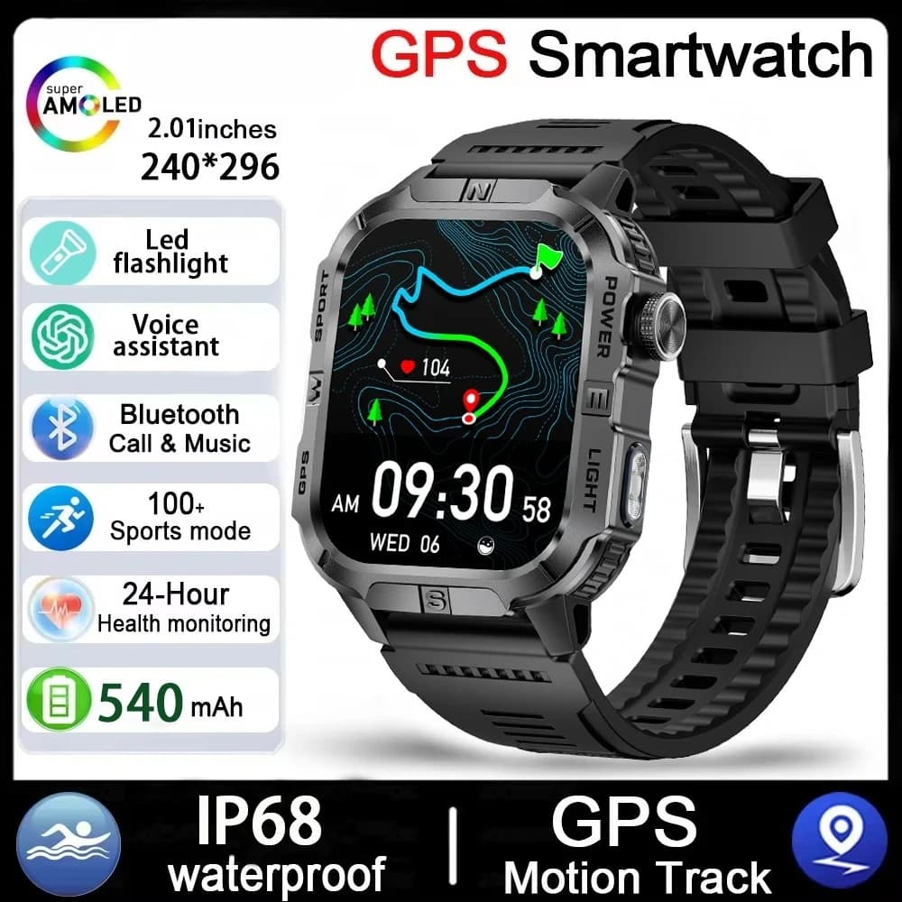 Smartwatch Militare XIAOMI 2026 per Uomo con GPS, Illuminazione LED, Bussola, Comunicazione Wireless, Impermeabile IP68