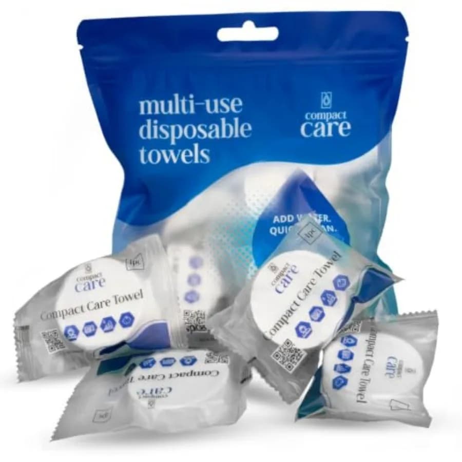 Compressed Towels 12 Pack - 100% Cotton Disposable Face Towels - Expandable Travel Towel Tablets - Disposable Towels for Campin