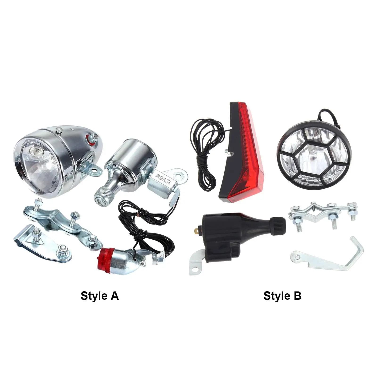 Dynamo Bicycle Light Set, Simple Installation, Waterproof, Universal, Safe, With Included Wiring, Front Light Set and Back Light