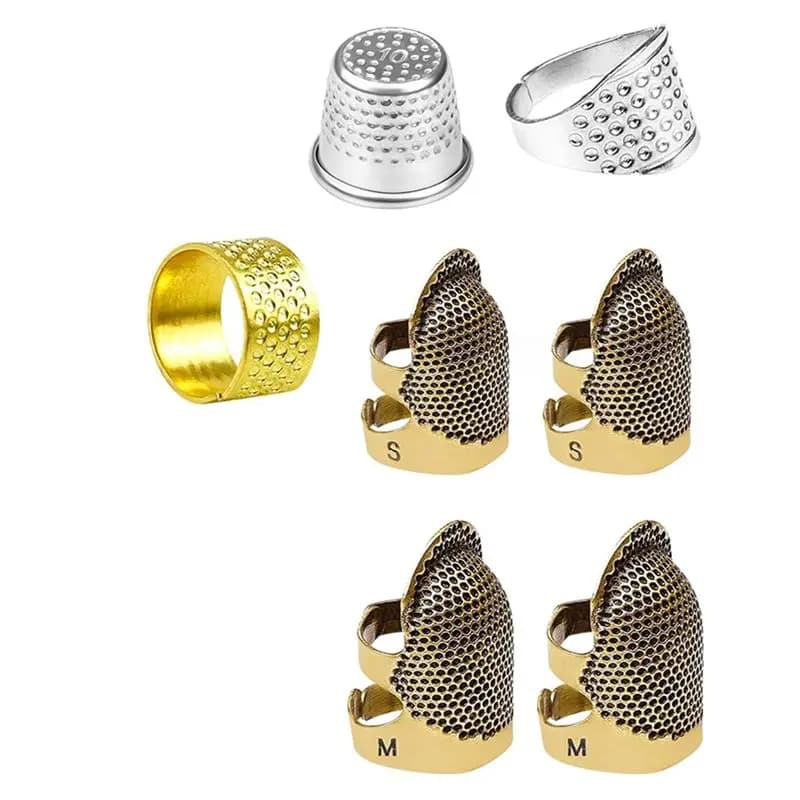 A24F-Thimble Kit - Kit di 7 ditali da cucito per cucito a mano, protezioni per le dita in metallo, ditali ad anello per quilting e ricamo