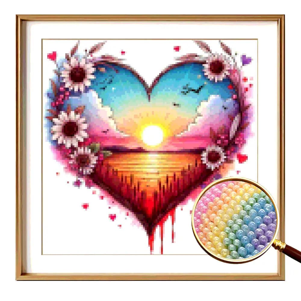 Parte Perlina Punto Croce Vestito Tramonto Paesaggio Parte Perline Fai Da Te Hobby Mestiere Kit di Ricamo Girasole Stampato Kit Decorazione Della Parete
