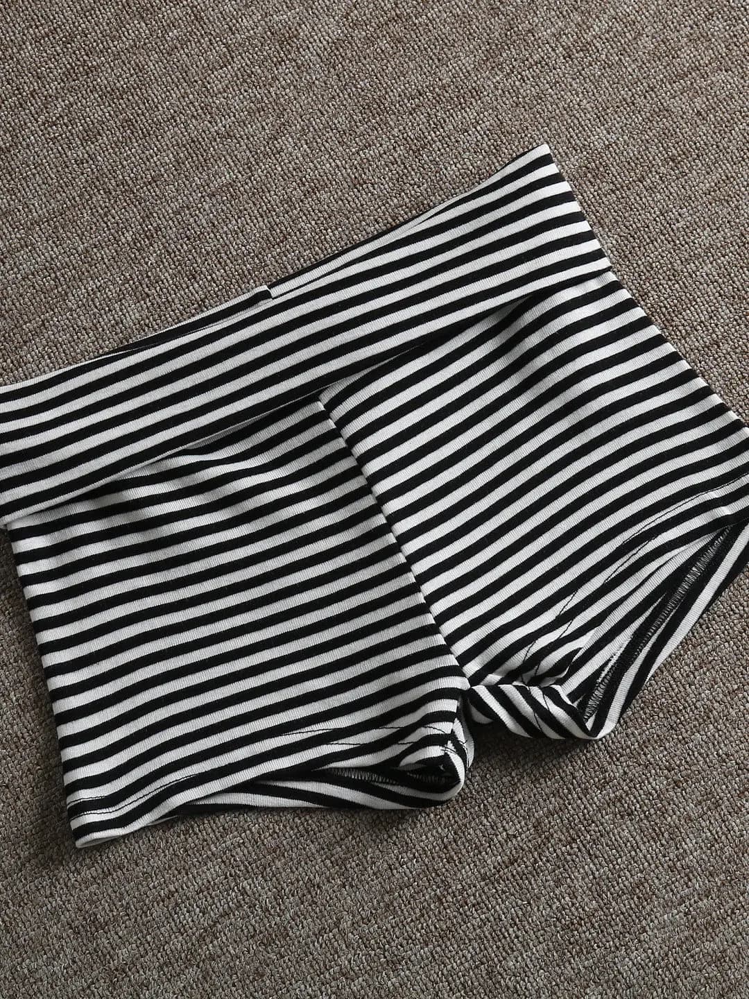 American Style High Waist Striped Yoga Sports Shorts Women's Summer Hot Pants Tight Fit Three Quarter Length Casual Pants