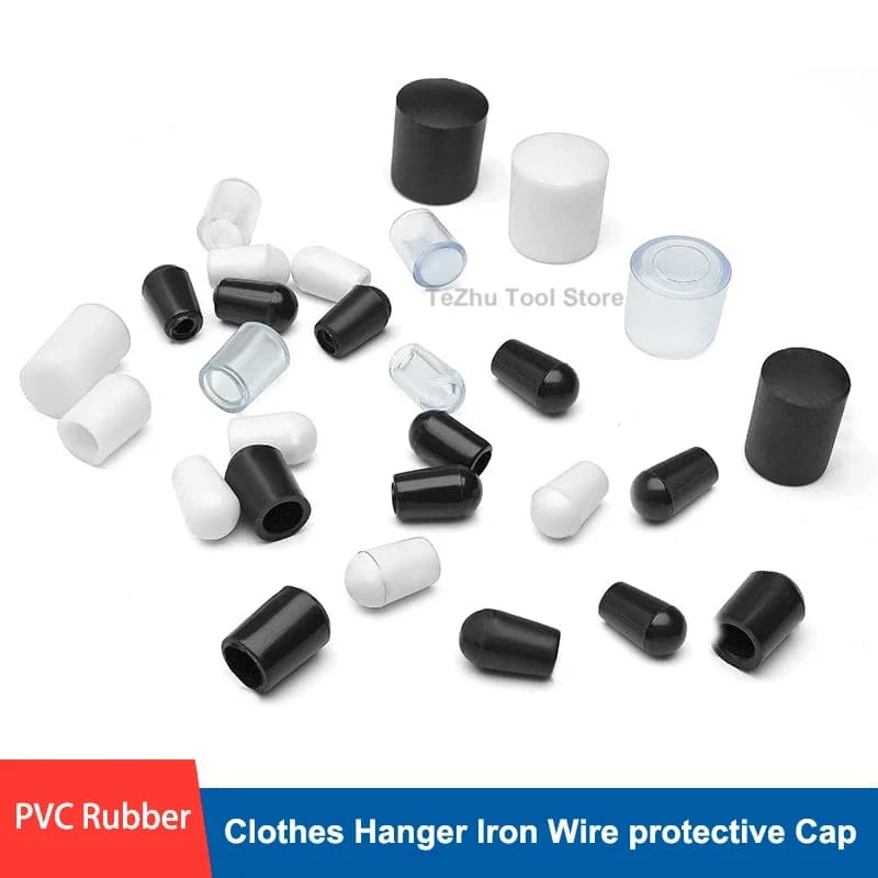 Clothes Hanger Iron Wire protective Cap Round PVC Sheath Soft Rubber Sleeve Black Clear White