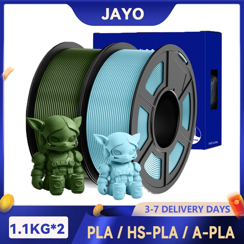 JAYO 2 Rotoli 3D PLA / AntiString PLA / Filamento PLA ad Alta Velocità Filamento PLA 1,75mm Filamento per Stampa 3D Neatamente Ferita per 3D