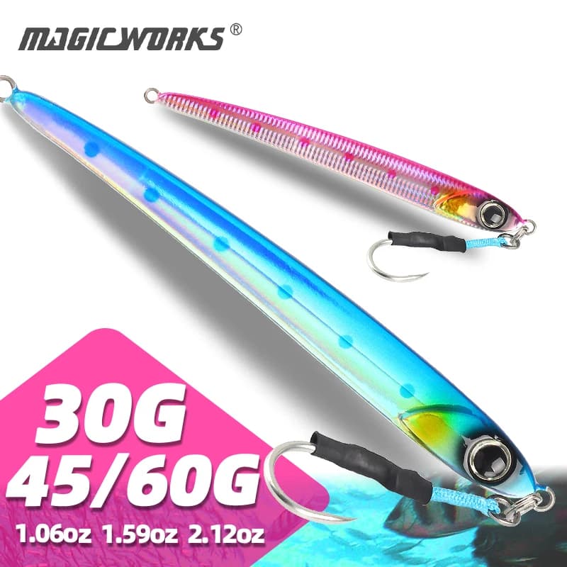 Magic Works 30g 45g 60g Salt Water Fishing Jig Long Launching Jigging Metal baits Professional Persian fish Artificial bait