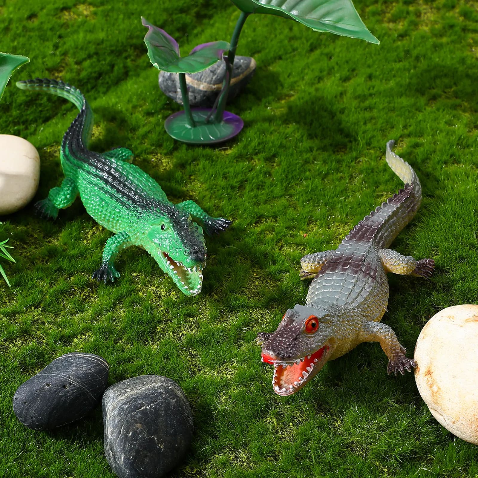 Set di 4 Figurine Realistiche di Alligatori, Gioco Educativo Cognitivo per Bambini dai 3 Anni in Su, Strumento di Apprendimento Animale per Casa e Ufficio
