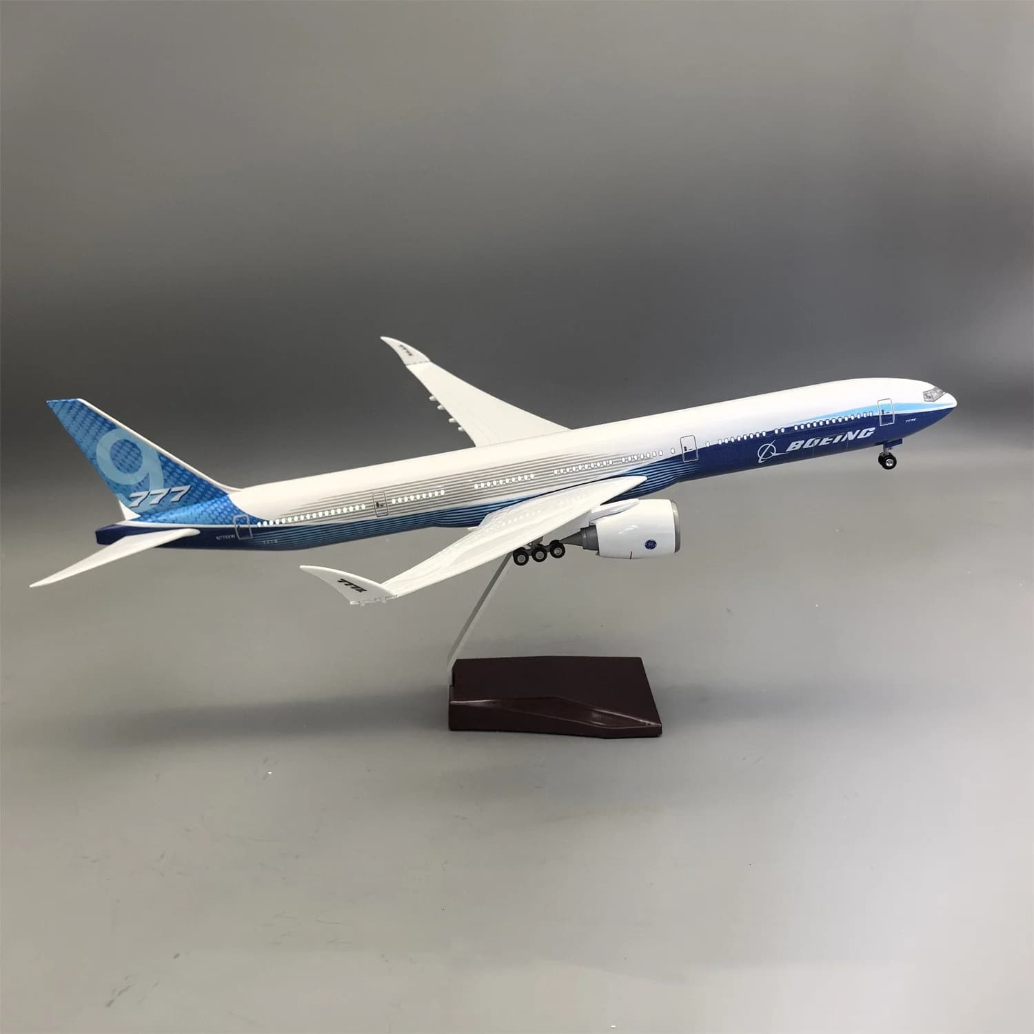47cm Airplane Model Kit Prototype B777-9X Diecast Aircraft Resin with Landing Gear Wheel Light(Touch or Sound Control) Collect