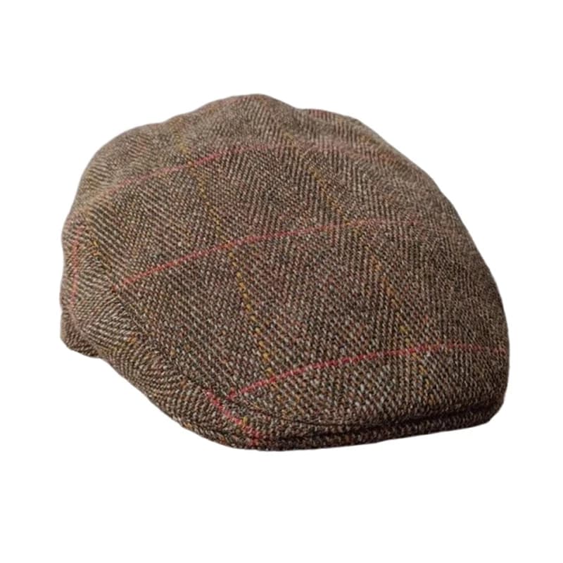 Berretto scozzese Boston Scally - Edizione patchwork Slainte in lana - Berretto da strillone da uomo Derby Tweed a pannello singolo - Patchwork con 50-60 cm