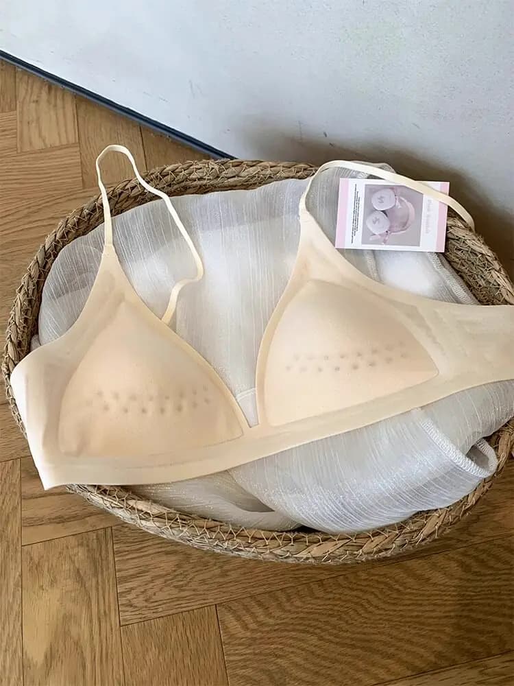 Ice Silk Cooling Seamless Hollow Cup Bra Wire Free Push Up Lingerie Anti Sagging Side Support Soft Comfort Breathable Women Bra
