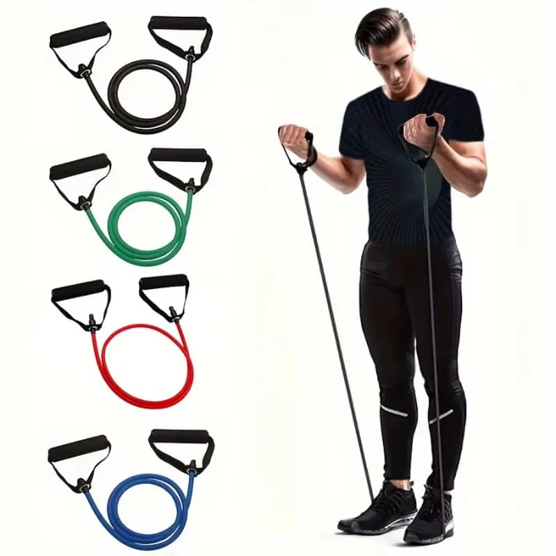 4 Level Domestic Gym Resistance Band Set with Comfort Grips, Door Anchor and Carry Bag Included
