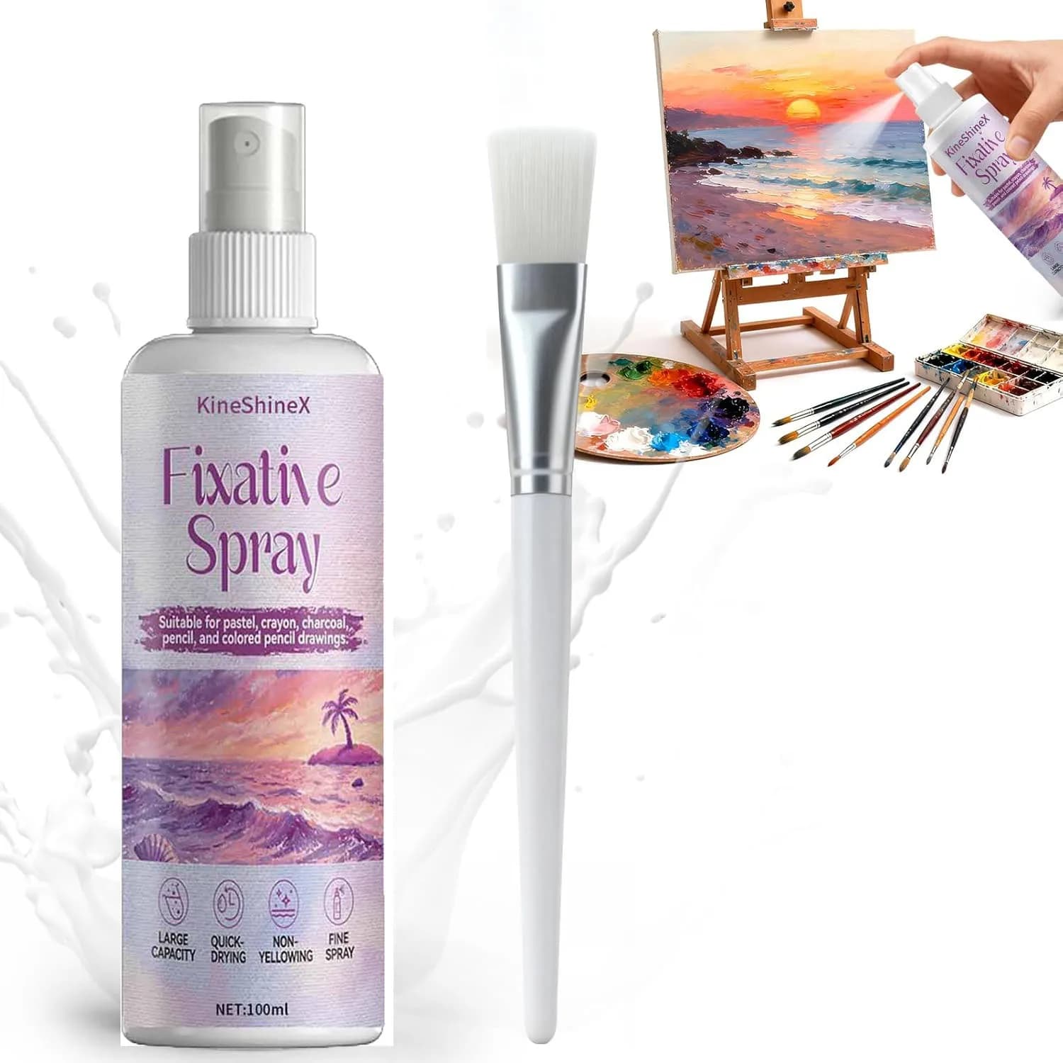 Fixative Spray for Art, Fixative Spray, Long-Lasting Protection for Artwork, Suitable for Pastels, Oil Pastels, Acrylic Paints,