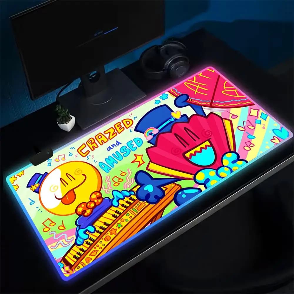 Tappetino per mouse con poster Bfdi Tappetino per mouse da gioco anime Tappetini da tavolo a LED Tappetini da scrivania in gomma retroilluminati XXL RGB