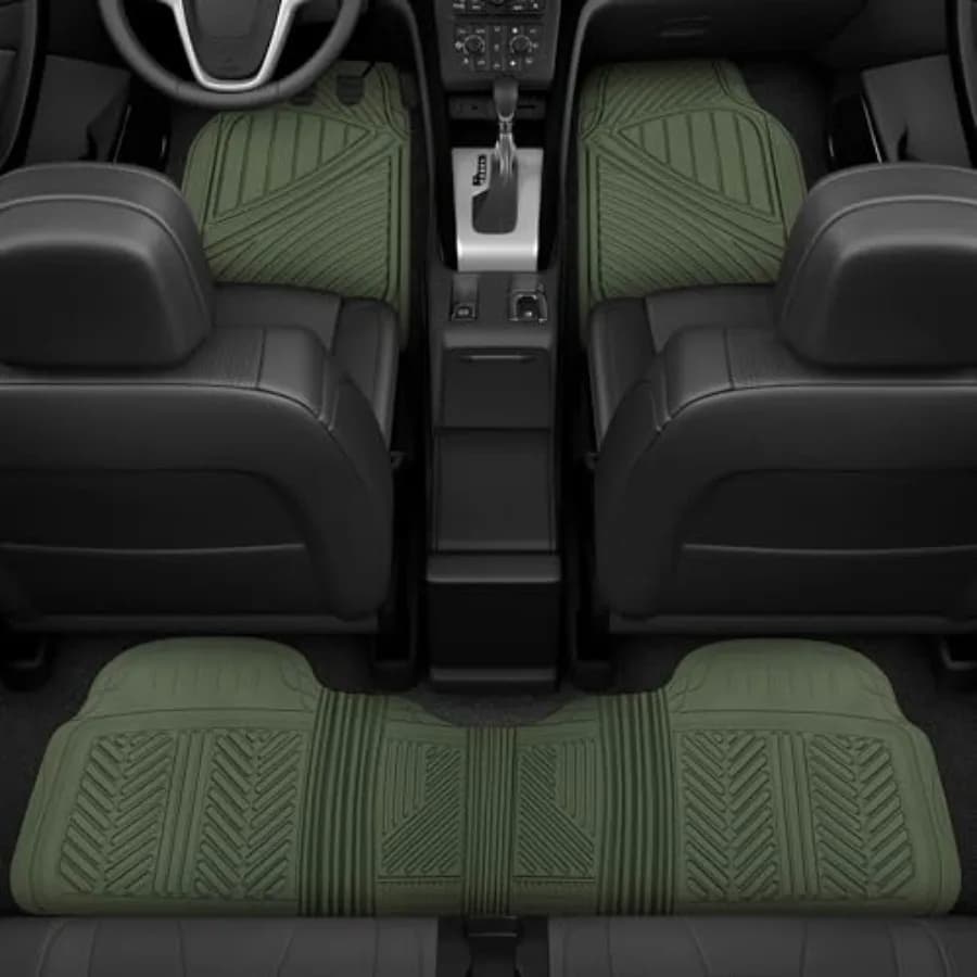 FlexTough Performance All Weather Rubber Car Floor Mats - 3 Pcs Floor Mats Automotive Liners for Cars Truck SUV, Heavy-Duty Wat