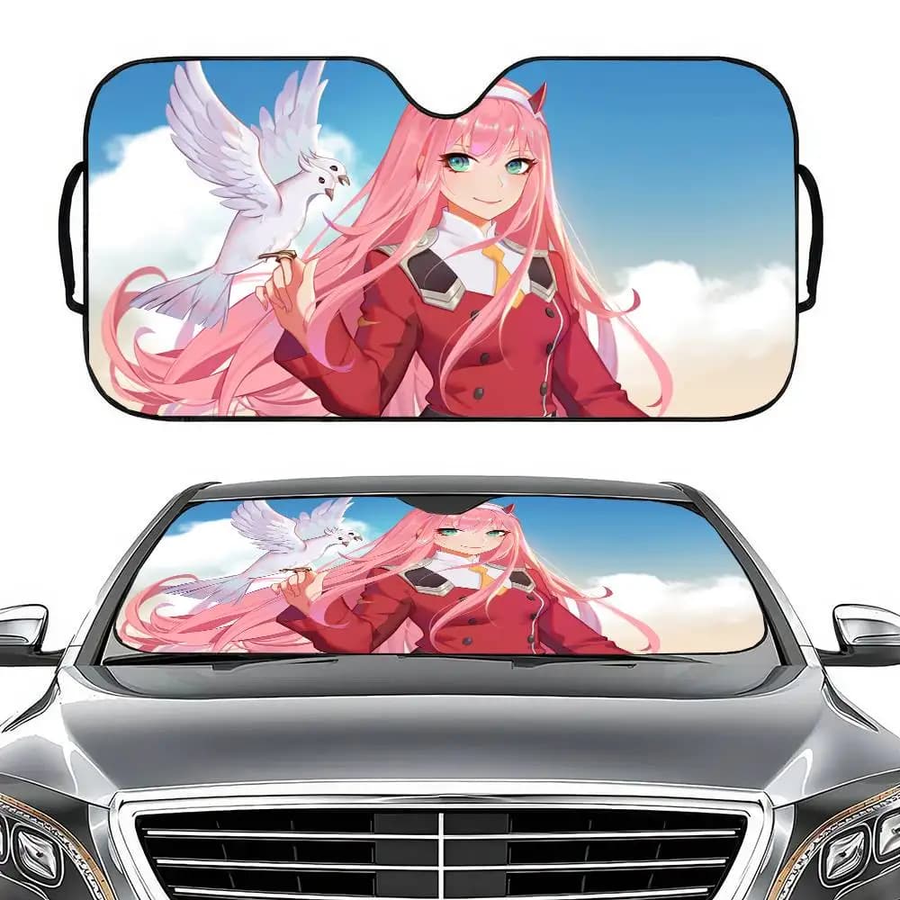 Anime Girl Zero Two Parabrezza Parasole Per Sedans, 51.2 "X 27.5" Parasole Per Auto Aggiornato Per Parabrezza Anteriore Visiera Protezione