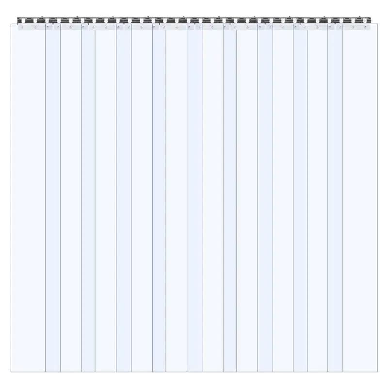 PVC strip curtain, 1524x2440 mm, 2 mm thick, 10-pack, -20-60℃, smooth, transparent plastic door strips for warehouse, freezer and garage doors
