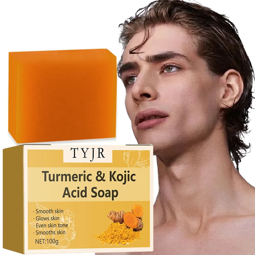 Lemon acid soap and turmeric: cleansing and deep hydration, contains vitamin E and olive oil, handmade for hair, face and body, suitable for all skin types, lemon soap and turmeric