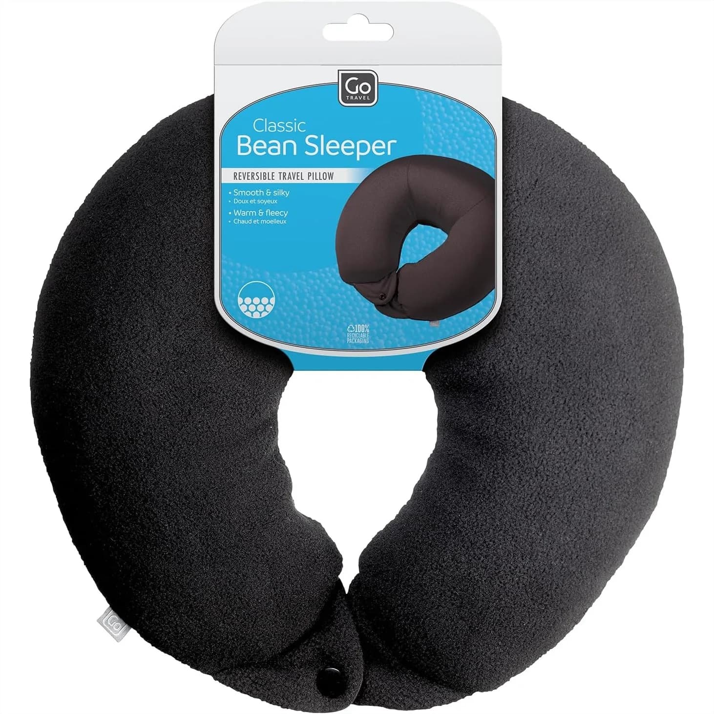 Cuscino da Viaggio Confortevole con Imbottitura in Micro Polipolpette, Cuscino per il Collo per Sonno Intero Senza Interruzioni in Aereo, Autobus, Auto, Treno, Nero