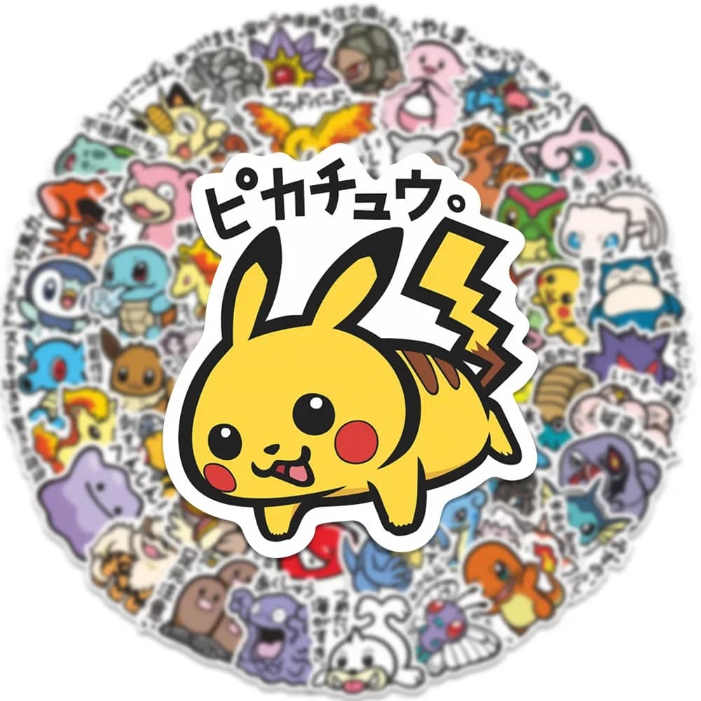 56 Adesivi Creativi Pokémon a Tema Cartone Animato - Simpatici Graffiti di Pikachu per DIY, Quaderni, Telefoni, Frigoriferi, Scrapbook, Giocattoli per Bambini, Regali per Feste