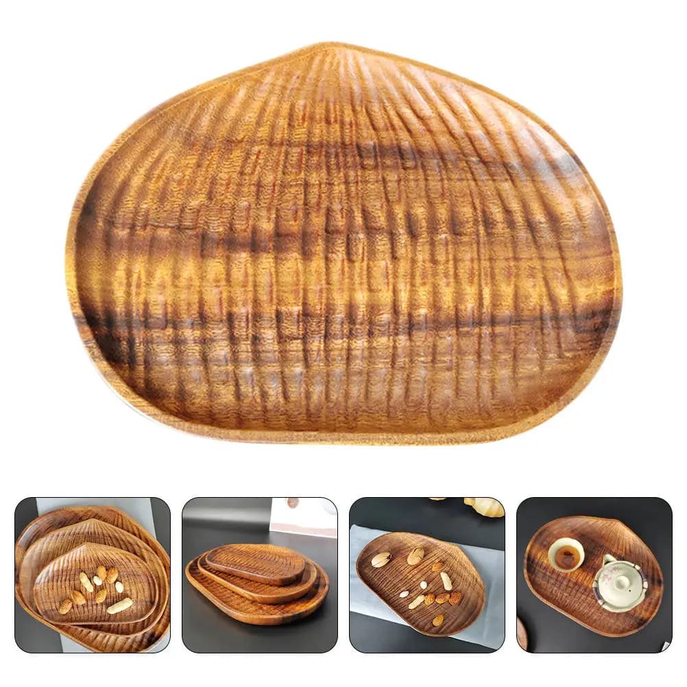 Wooden Fruit Dish Multi-Functional Reusable Serving Tray for Snacks Salad Pastry Cupcakes Dried Fruits Home Decor Rustic Wood