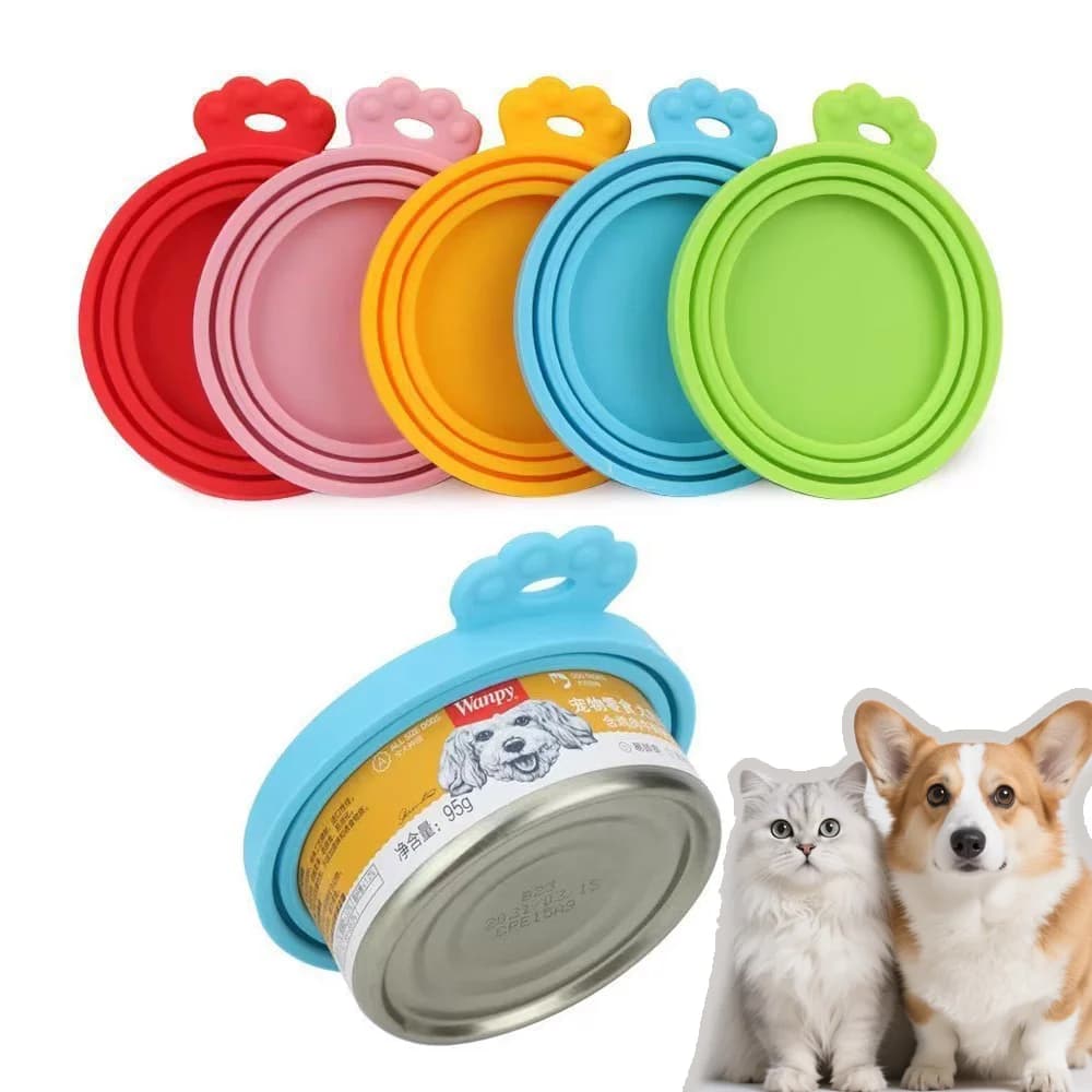 1 pezzo di coperchio riutilizzabile per alimenti per animali domestici, lattine universali in silicone per gatti e lattine per cani, mantiene il cibo fresco, previene gli odori battterici.