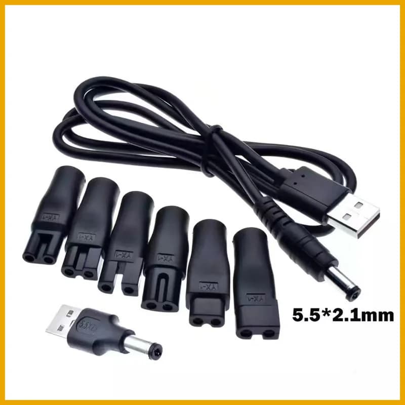 NEW 2026 8-PCS Universal Replacement Charger Set, 5V Power Cord & USB Adapter for Hair Clippers Beard Trimmers & Shavers