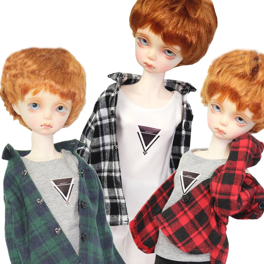 I vestiti per la bambola si adattano a 43cm 1/4 BJD doll fashion Plaid shirt, vest, shorts giocattoli regalo