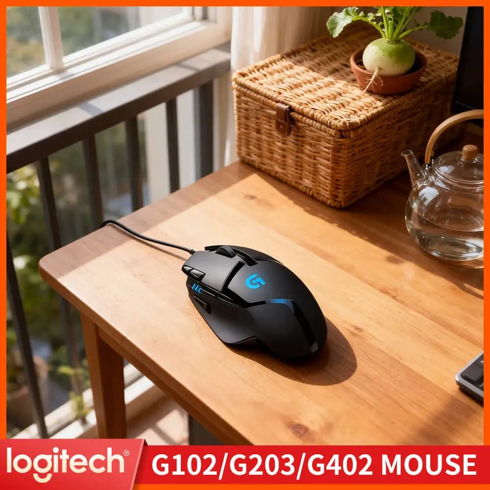 Logitech G402 Wired Mouse 500 IPS Tracking Speed 20M Clicks Anti-Slip Design for Home Office and Gaming Environments