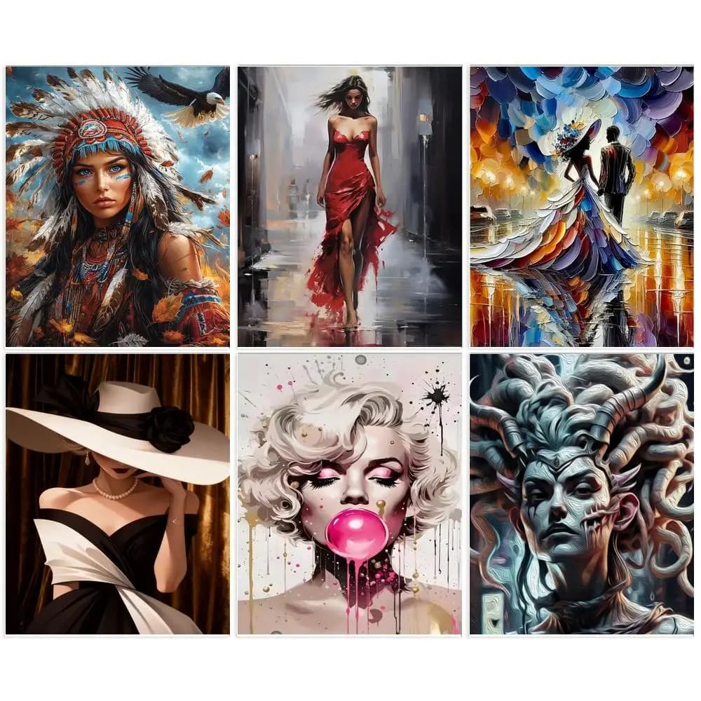 GATYZTORY Acrylic Painting By Numbers On Canvas Figure Wall Art Calligraphy Painting Modern Picture Paint Home Decoration