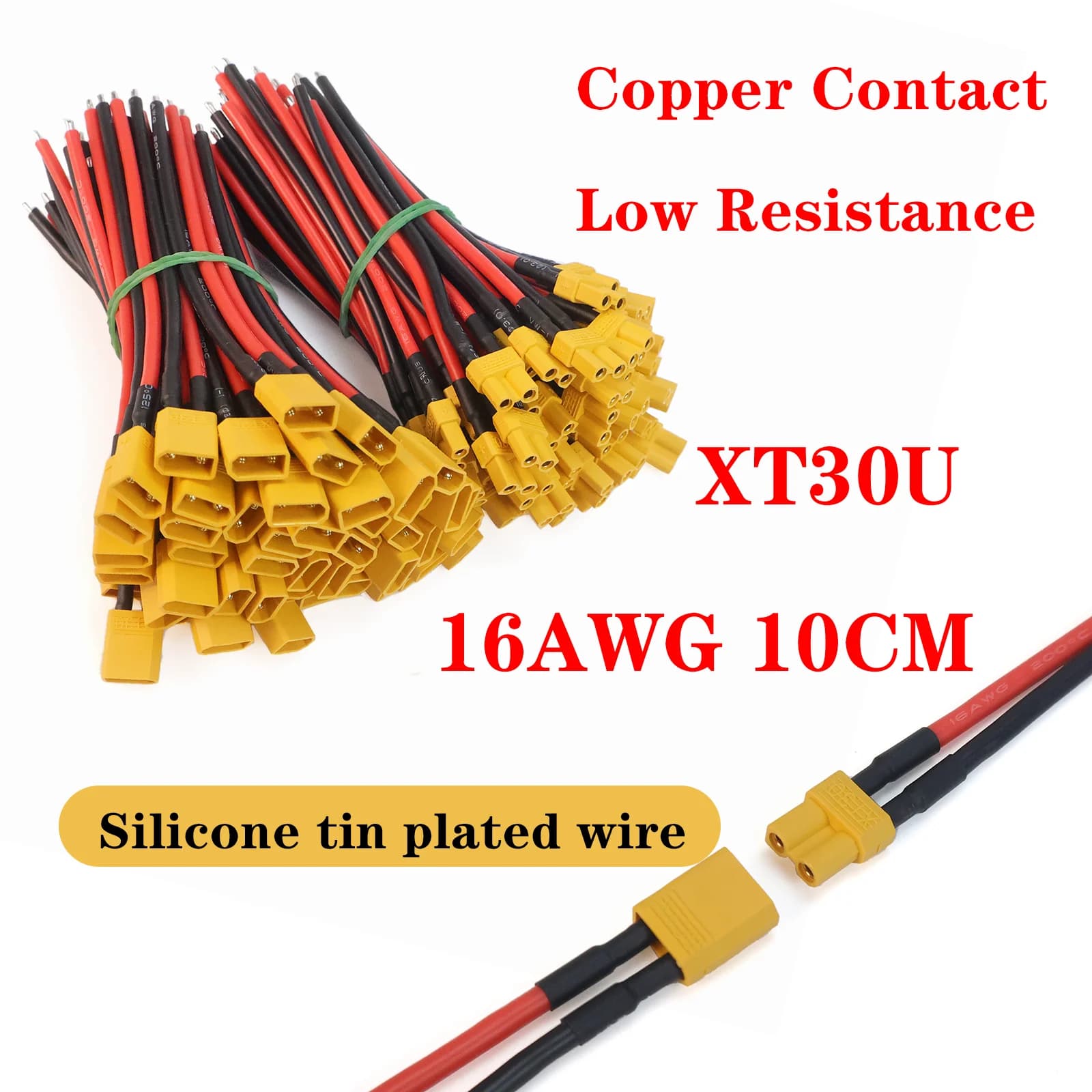 XT30 Pigtail Male Female Connector Plug Silicone Wire 16AWG 10cm for RC Lipo Battery Drone FPV Car Boat Charger Adapter DIY