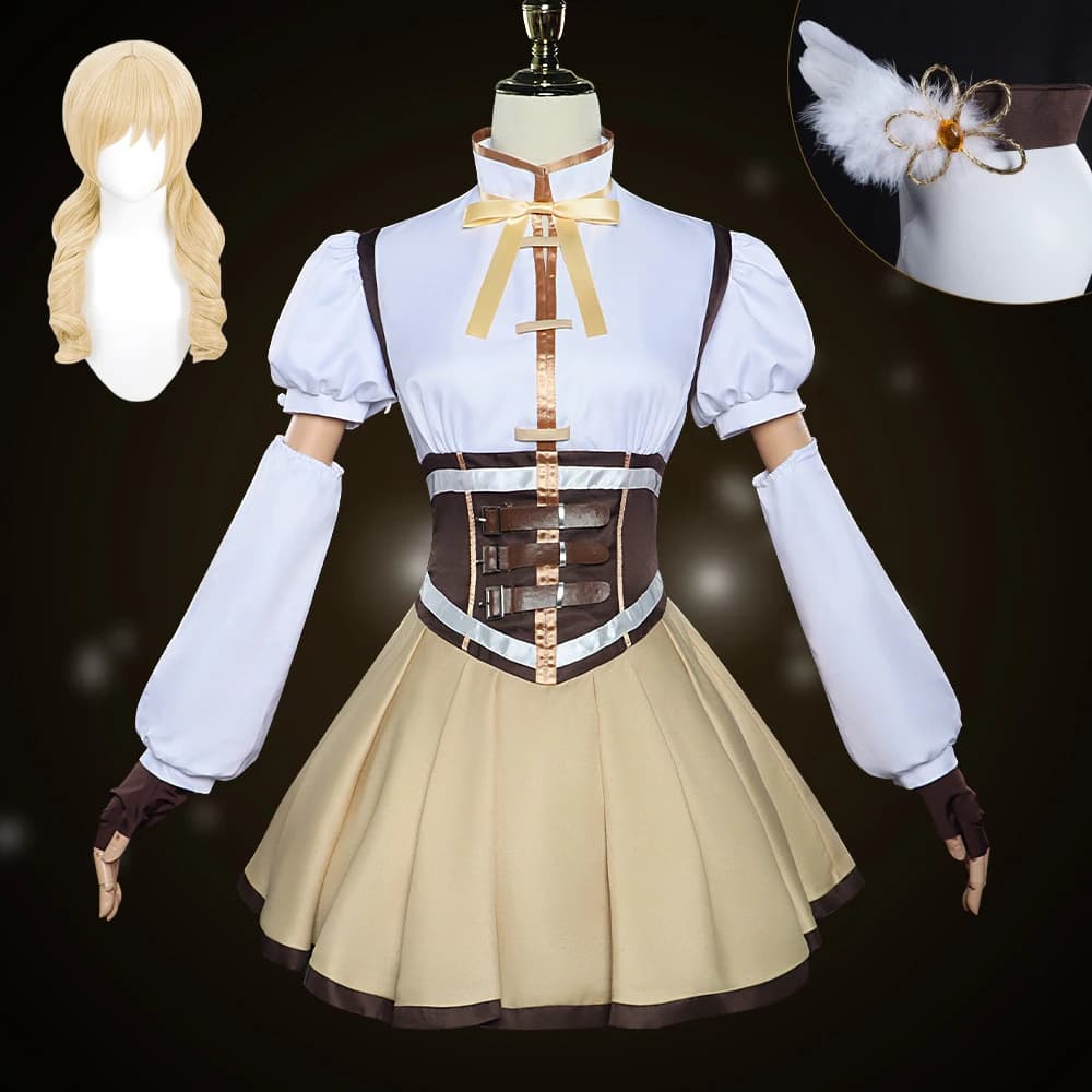 Anime Puella Magi Madoka Magica Cosplay Costume Clothes Uniform Cosplay Tomoe Mami Magical Halloween Woman Battle Dress