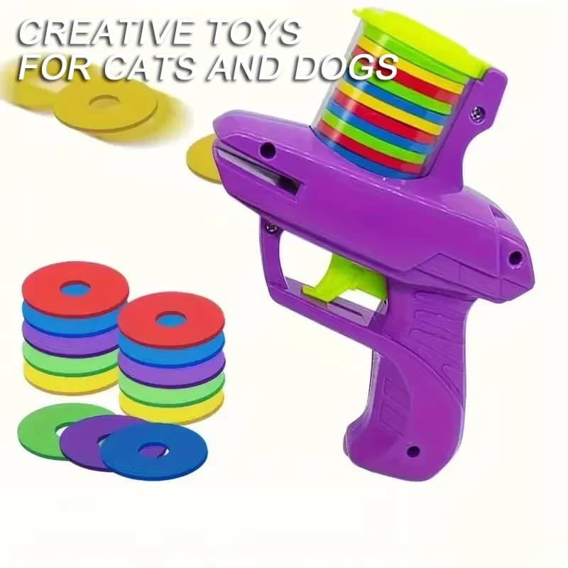 Frisbee Launcher for Domestic Animals, Interactive Toy Morsi Resistant with 15 Snail Discs Reusable for Dogs and Cats