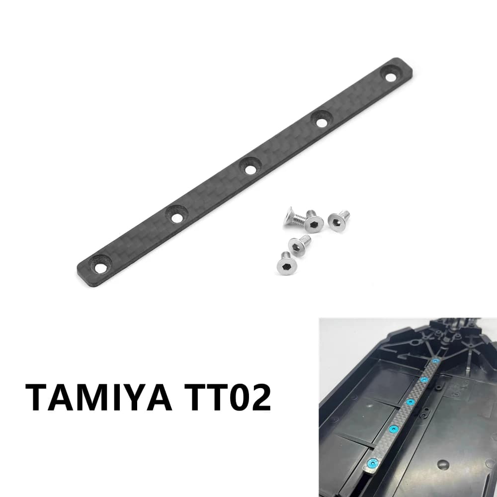 Light‑Weight Carbon Fiber Chassis Reinforcing Plate,1/10 RC Car Part For Tamiya TT02 TT‑02 Upgrade Parts