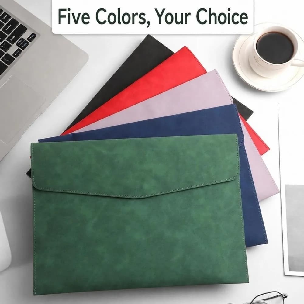 6Pcs Durable PU Leather A4 File Bag A4/A5 Soft Touch Business File Folder Snap Closure Paper Organizer Pouch Receipts