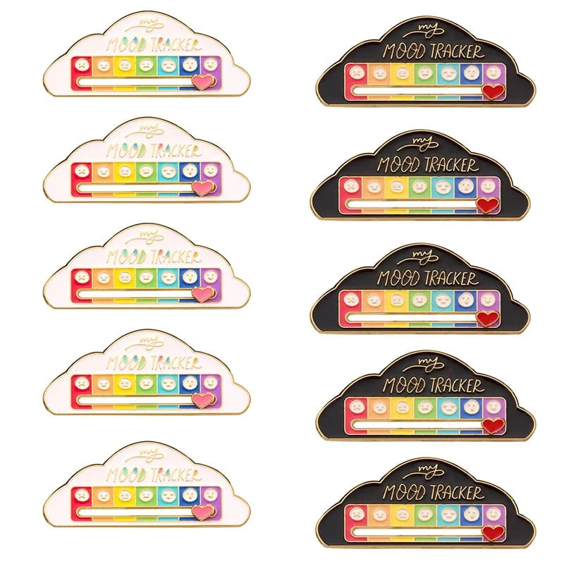10 PCS Mixed Loading My Social Battery Pin Facial Expression Badge For Women Mood Conversion Energy Brooch Back-to-School Season
