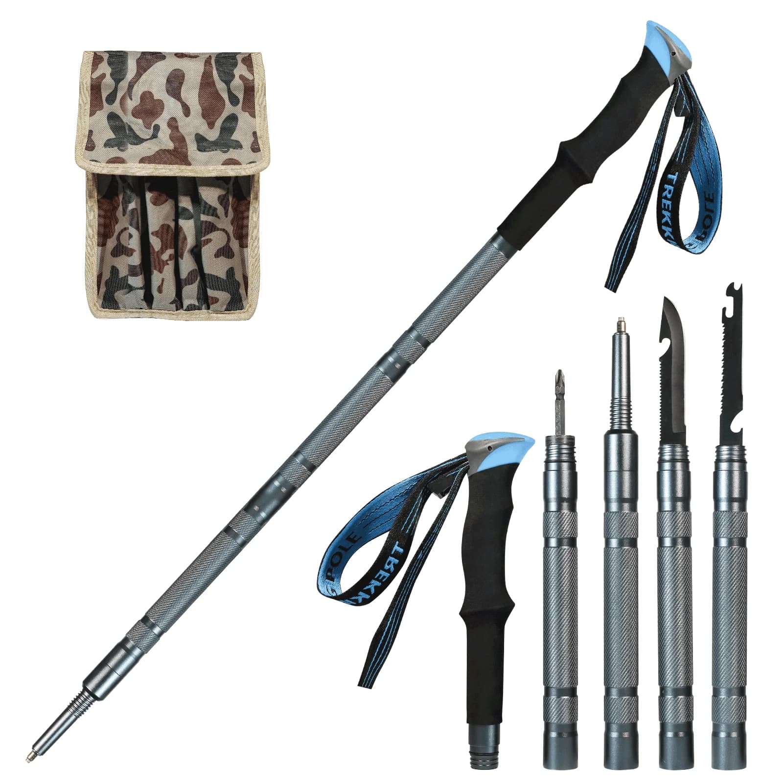 New Trekking Pole Multifunctional Aluminum Walking Sticks Ultralight Hiking Poles Folding Outdoor Camping Hiking Stick